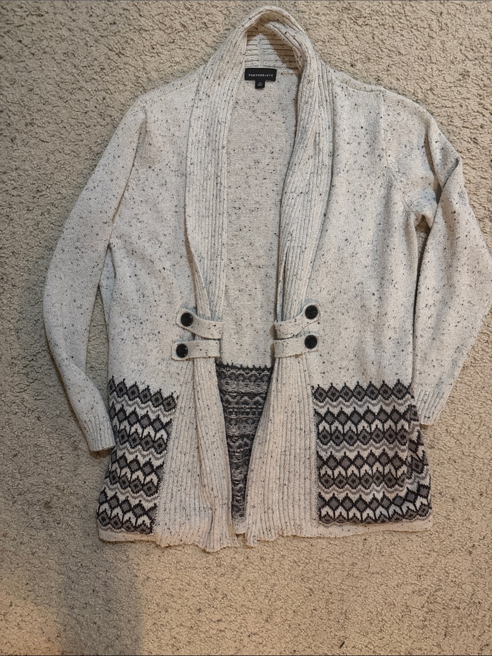 Stitch Fix:  Fortune + Ivy, Cream Speckled Open Cardigan